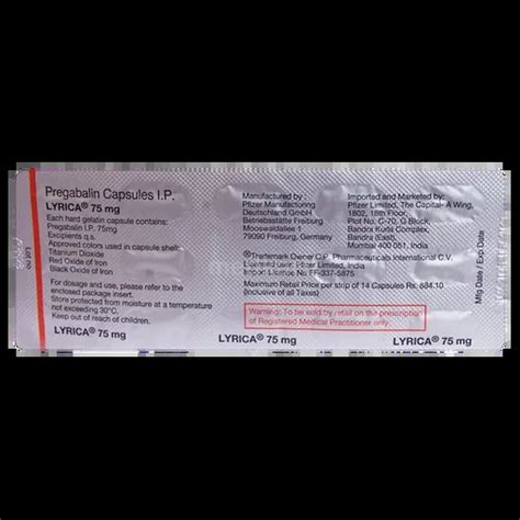 Buy Lyrica 75mg Tablet Online at Best Price – Generic Alternative | Medkart