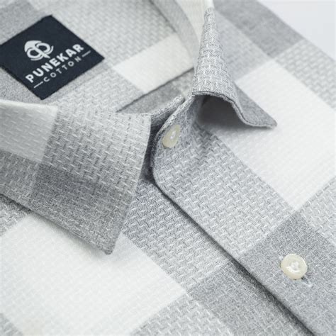 Grey Color Checks Pure Cotton Shirt For Men – Punekar Cotton