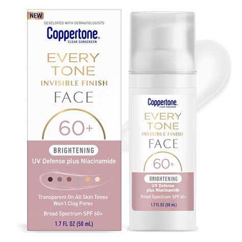 Coppertone Every Tone Invisible Finish SPF 60+ with Niacinamide,1.7 Fl ...