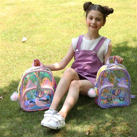 Transparent Holographic Unicorn Back Bag – Purple – Her Dream Store