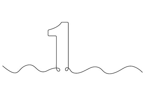 Continuous editable line drawing of number 1 editable one line drawing ...
