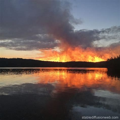 Water Lake Fire Incident | Stable Diffusion Online