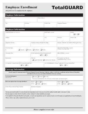 Employee Enrollment Form - Blank Fillable Template | Fill Out, Print ...