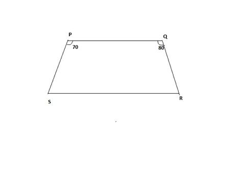 In a trapezium PQRS, PQ ║ RS; and ∠P = 70° and ∠Q = 80°. Calculate the ...