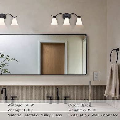Lecce Farmhouse Black Bathroom Vanity Light Fixture with Milk Glass ...