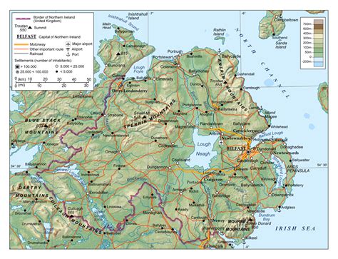 Large physical map of Northern Ireland | Ireland | Europe | Mapsland ...