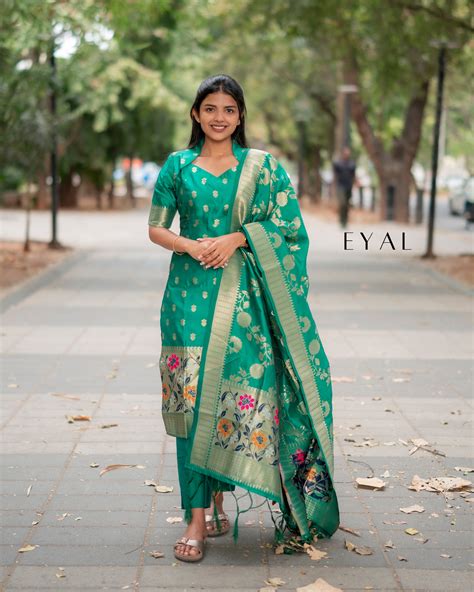 Green paithani suit – Eyal - The Design Studio