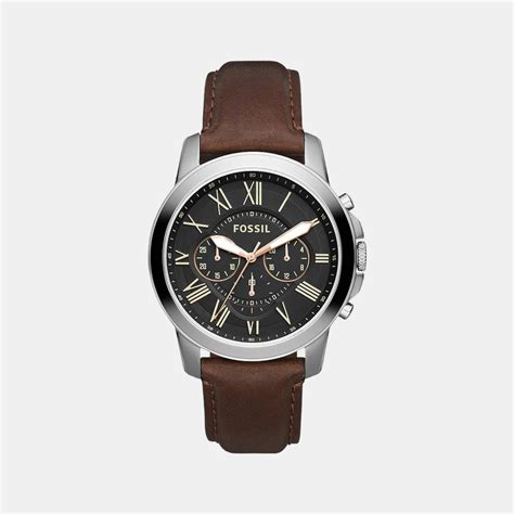 Fossil Grant Men Black Chronograph Leather Watch FS4813 – Just In Time