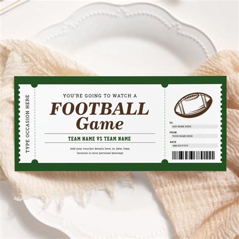 Football Ticket Printable - Printable Board Games