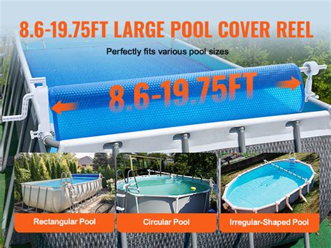 VEVOR Pool Cover Reel, Aluminum Solar Cover Reel 20 ft, Above Ground Swimming Pool Cover Reel ...