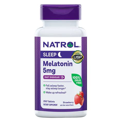 Melatonina 5mg, Natrol, 250 tabletas Disolución Rápida (Fast Dissolve), se disuelve en la boca ...