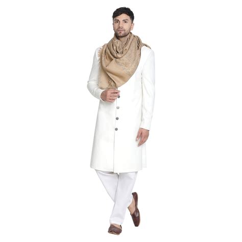 Buy Nayan Dark Beige Wool Lurex Jacquard Muffler Online | Shingora