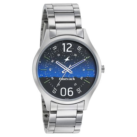 Buy Online Fastrack Space Rover Quartz Analog Blue Dial Stainless Steel ...