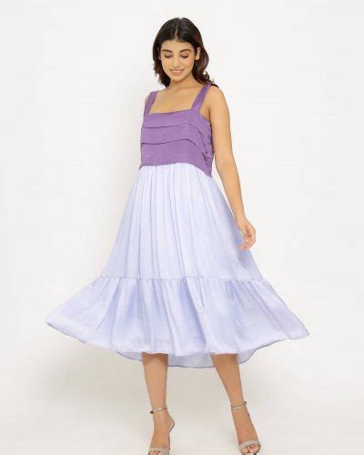 Buy Neora by Nehal Chopra Upcycled Purple-Lilac Midi Dress at ...