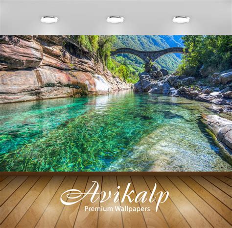 Avikalp Exclusive Awi2953 River Verzaska Switzerland Stone Bridge Turq ...