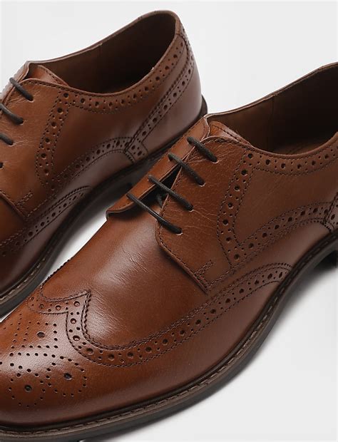 Buy Pure Leather Plain Lace-up Brogues Shoes at Marks & Spencer