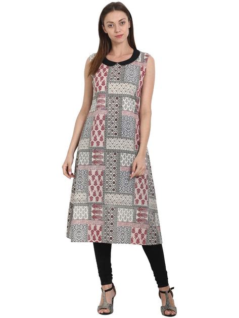 Nayo Multi printed sleevless cotton kurta – Nayo Clothing
