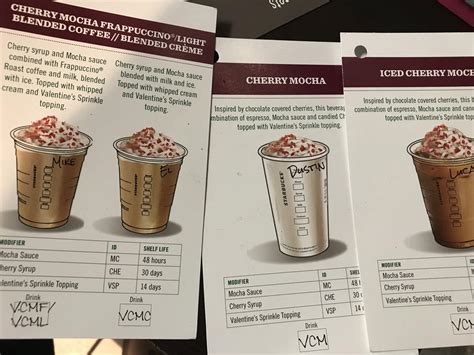 starbucks frappuccino recipe cards