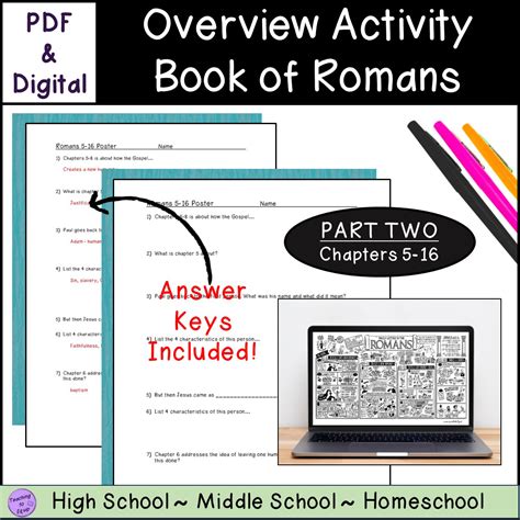 Summary on the book of Romans (CH 5-16) Bible overview activity | Made ...