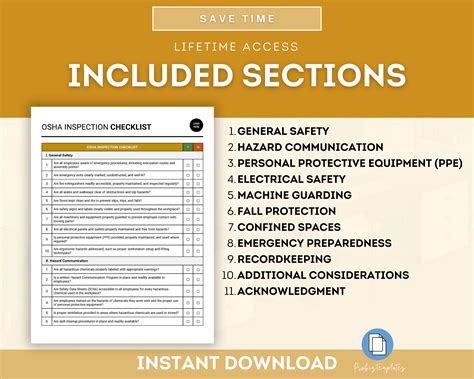 OSHA Inspection Checklist Template, Occupational Safety Evaluation Form ...