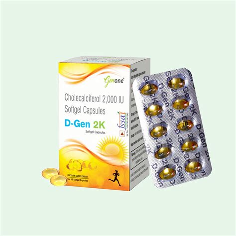 Genone DGen 2k Vitamin D3 Capsules for Strong Bones and Immunity (60 C ...