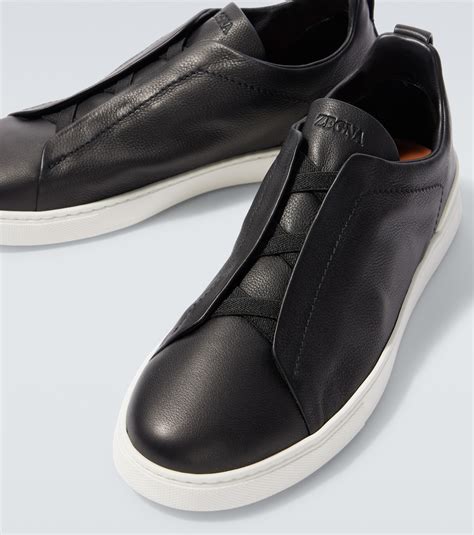 Triple Stitch leather sneakers in black - Zegna | Mytheresa
