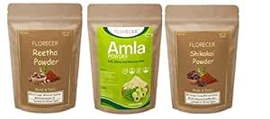 Florecer Amla Reetha Shikakai Powder For Hair - Each 100 Gram : Amazon ...