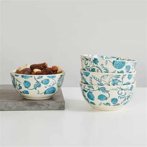 Buy Corsica Mystic India Set of 4 Stoneware Printed Curry Bowls - 250ml ...