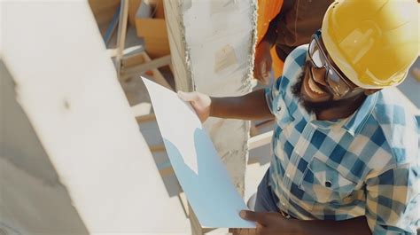 Smiling construction worker reviewing plans | Premium AI-generated image