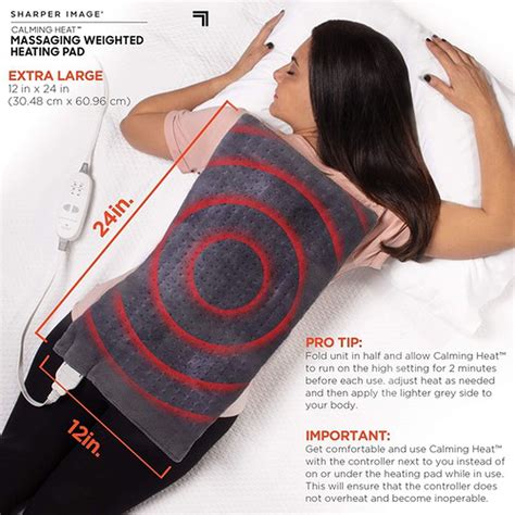 Sharper Image® Calming Heat Massaging Weighted Heating Pad, 12” x 24 ...
