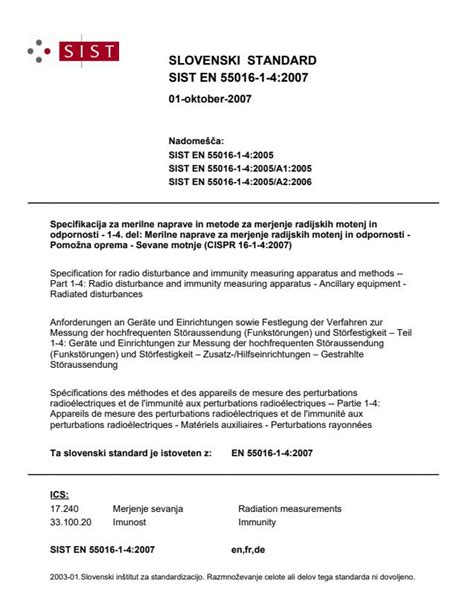 EN 55016-1-4:2007 - Specification for radio disturbance and immunity ...