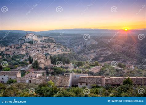 Sunset in a Spanish Mmedieval Village Stock Photo - Image of aragon, panorama: 102211350