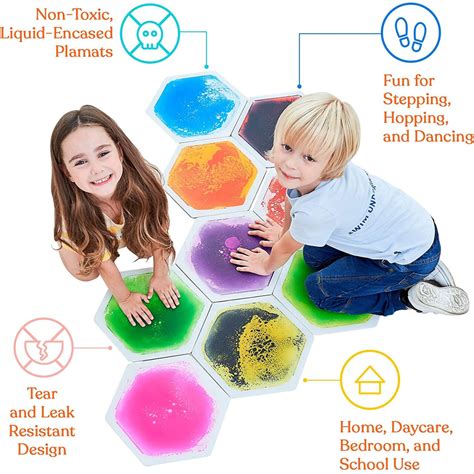 Sensory Floor Hexagon Liquid Tiles - Set Of 9 | Tactile Sensory Toy ...