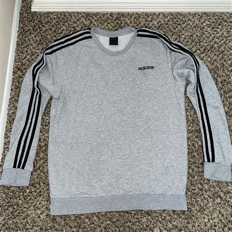 Adidas Men's Grey and Black Sweatshirt | Depop