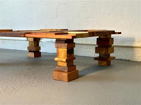 Reclaimed Wood Block Coffee Table Designed and Handcrafted by Rafael ...