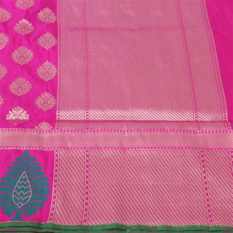 Indian Pink Pure Silk Georgette Banarasi Handloom Saree - Tilfi
