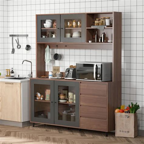 Microwave Stands: 76.8" Kitchen Pantry & Hutch Cabinets – Studio GKW