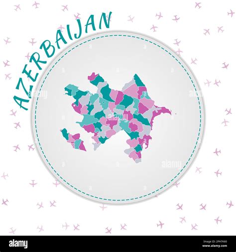 Azerbaijan map design. Map of the country with regions in emerald-amethyst color palette Stock ...