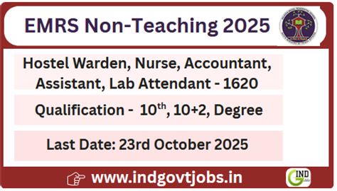 EMRS Non Teaching Recruitment 2025 Apply Online for 1620 Vacancies ...