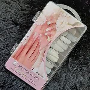 Buy SUSVIJ acrylic translucent press on nails artifical designer white ...