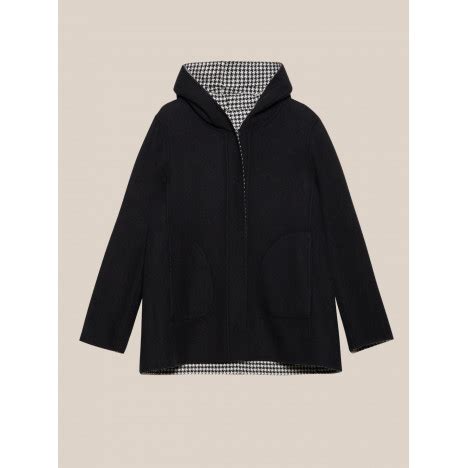 cappotto corto donna elena mirò taglie comode reversibile nero e fantasia