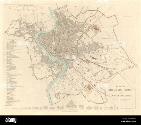 ROME ROMA. Antique town city map plan. Original hand colouring. SDUK ...