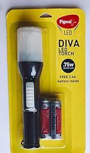 Pigeon Diva LED Torch 75 W Emergency Light with 2AA Batteries - Black ...