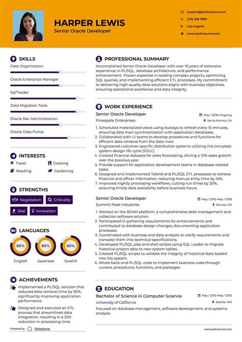 Image result for Oracle Developer Resume Sample