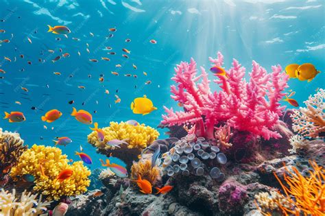 Premium Photo | Coral reefs with different marine species