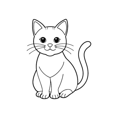 Cute cat single line art silhouette vector illustration isolated on ...
