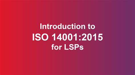 Free ISO 14001 Training Course. Environmental Management for LSPs