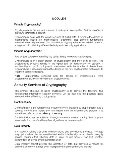 Module 5 Computer Networks Cryptography - MODULE 5 What is Cryptography ...