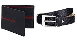 Buy MarkQues Men's Black and Black Leather Wallet & Belt Combo (EXE ...