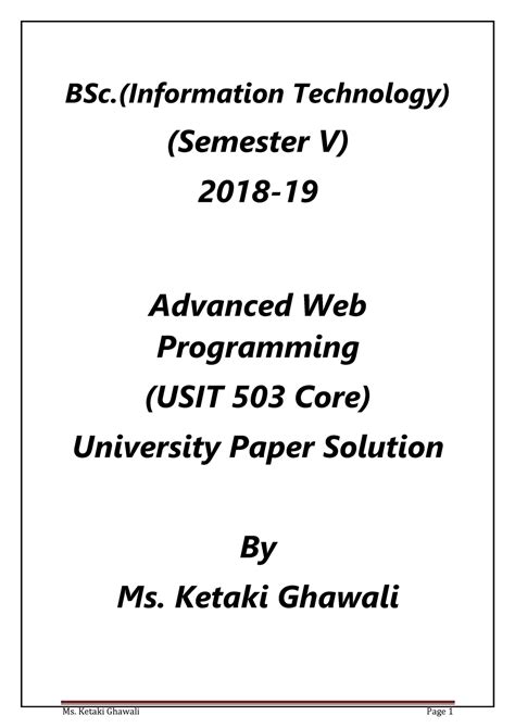 AWP - QP With Solution - BSc.(Information Technology) (Semester V) 2018 ...
